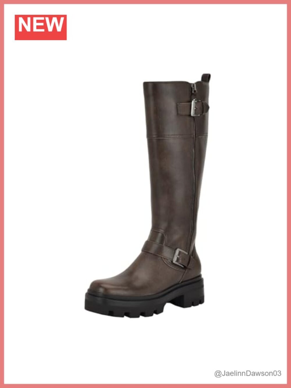 GUESS Lynnie Wide Calf Women's Knee-High Riding Boots Lug Sole Zipper